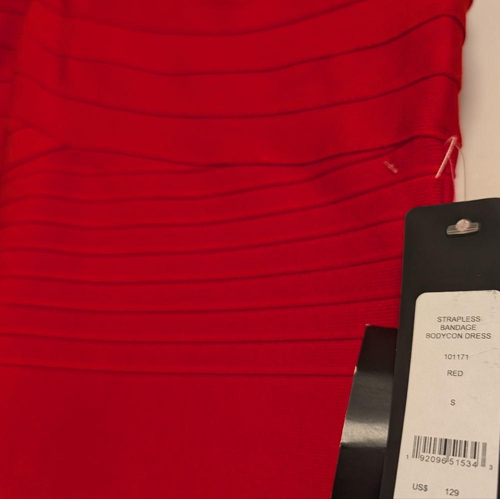 Bebe Red Strapless Bandage Bodycon Dress – NWT – Size S - Picture 4 of 5